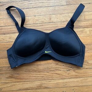 NWOT Nike Black Sports Bra with Lime Swoosh Accent